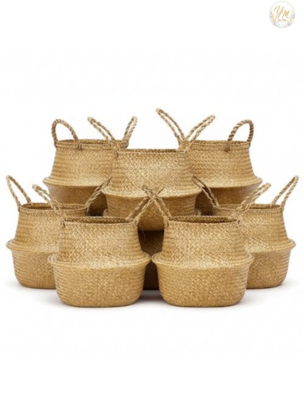 Woven Seagrass Plant Baskets Indoor Set of 4 Large 13''D 11''H